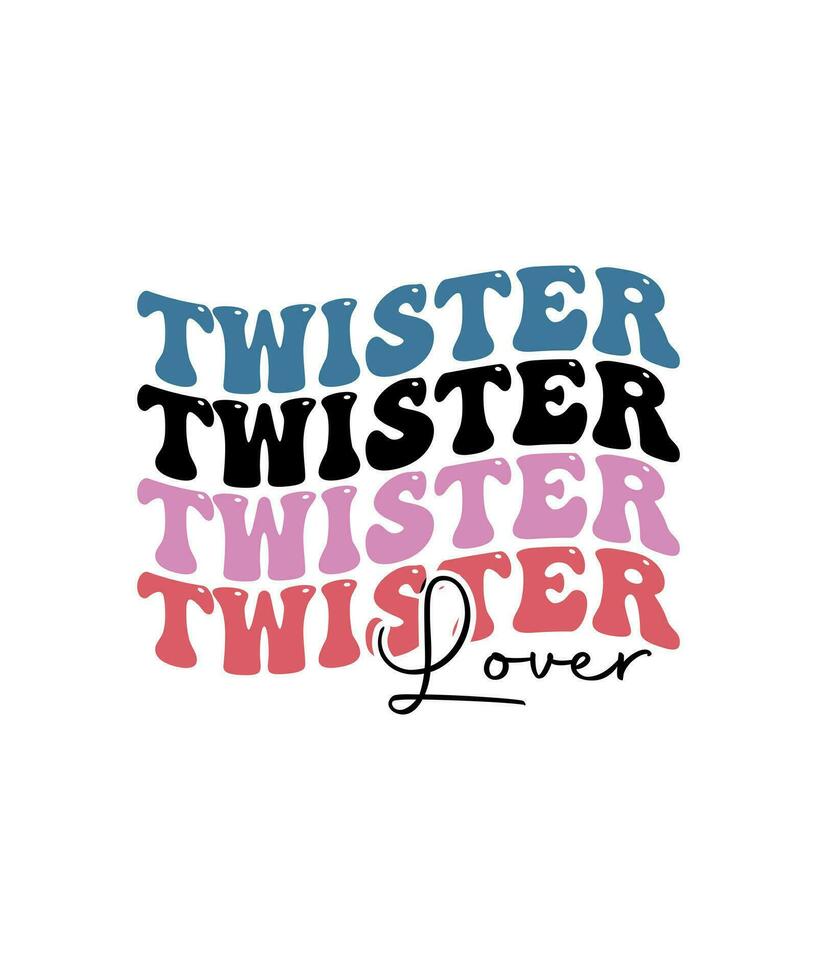 Twister Liebhaber retro Welle T-Shirt Designs bündeln. ebenfalls zum Design zum T-Shirts, Tasche Taschen, Karten, Rahmen Kunstwerk, Telefon Fälle, Taschen, Tassen, Aufkleber, Becher, Drucke, Kissen, usw vektor