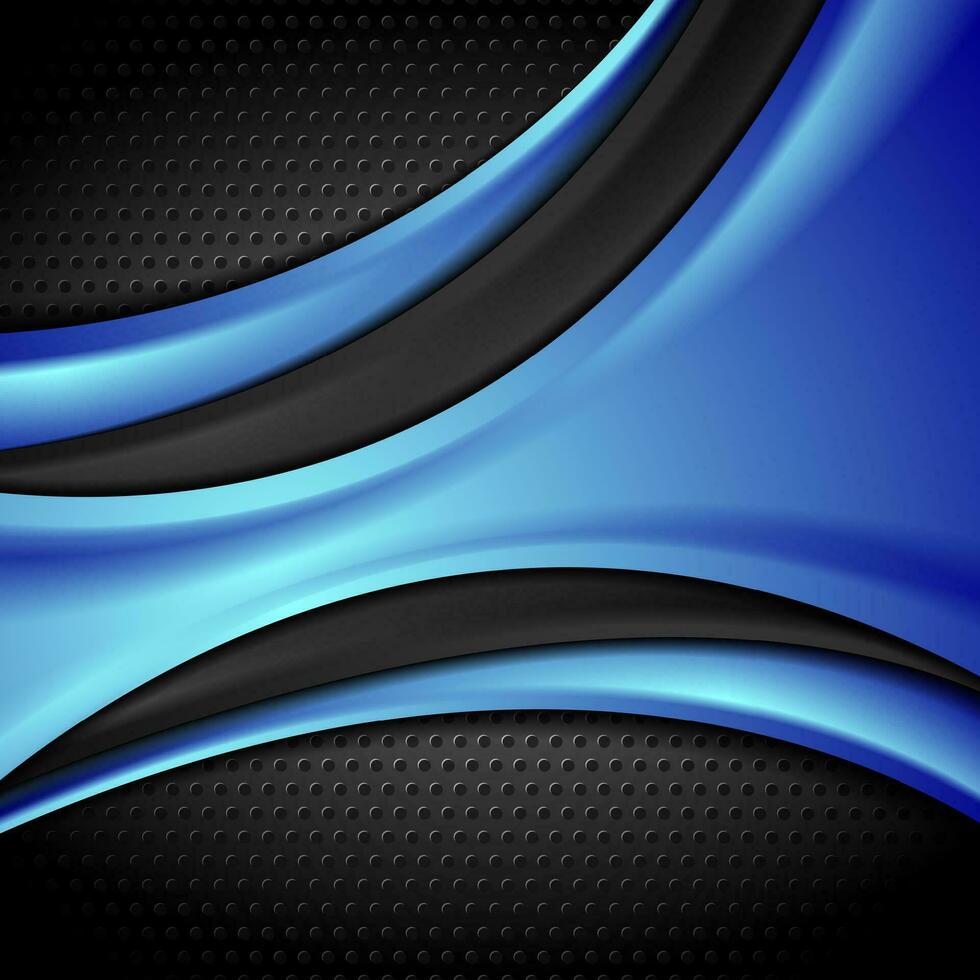 Blau und schwarz Wellen auf perforiert Hintergrund vektor