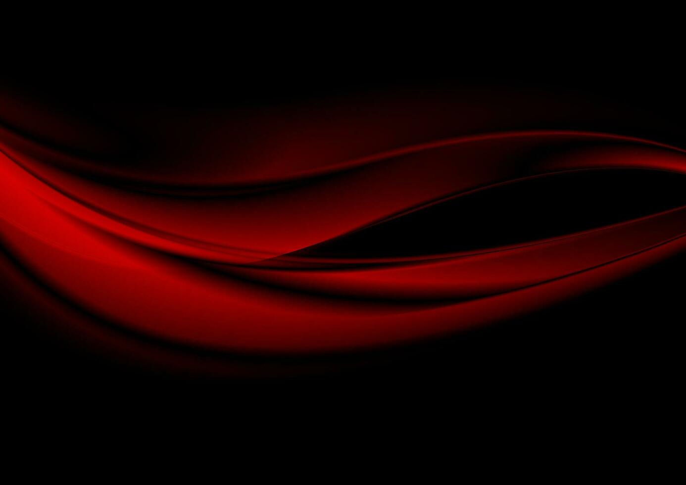 abstrakt slät röd vågor på svart bakgrund vektor