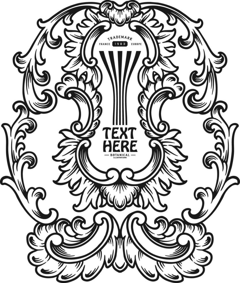 elegant Jahrgang Etikette mit zart Blumen- Abbildungen einfarbig Vektor Abbildungen zum Ihre Arbeit Logo, Fan-Shop T-Shirt, Aufkleber und Etikette Entwürfe, Poster, Gruß Karten