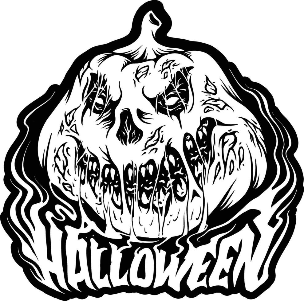 läskigt smältande pumpor text halloween ord logotyp illustrationer svartvit vektor illustrationer för din arbete logotyp, handelsvaror t-shirt, klistermärken och märka mönster, affisch, hälsning kort