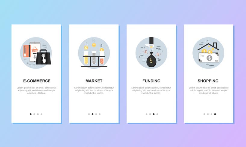 Onboarding-Bildschirme für Mobile App-Vorlagen-Konzept vektor