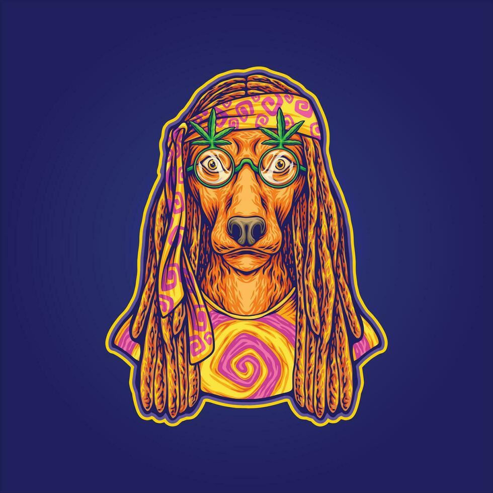 dreadlock hund ras fri pigg hippie livsstil vektor illustrationer för din arbete logotyp, handelsvaror t-shirt, klistermärken och märka mönster, affisch, hälsning kort reklam företag företag