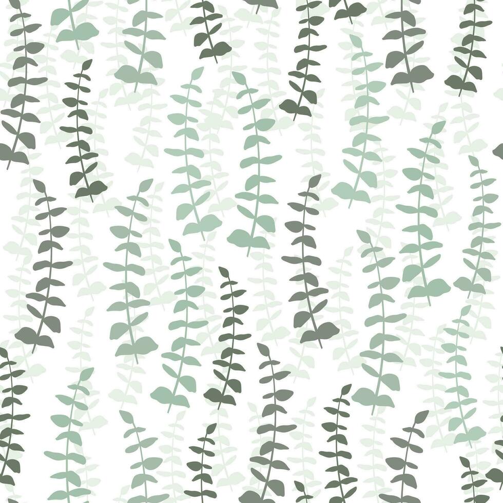 sanft nahtlos Muster mit Silber Eukaliptus Blätter und Geäst vektor