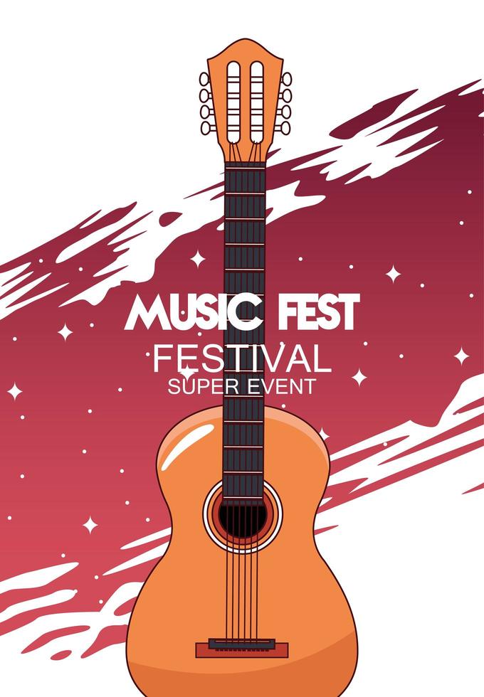 Musikfestplakat mit akustischer Gitarre vektor