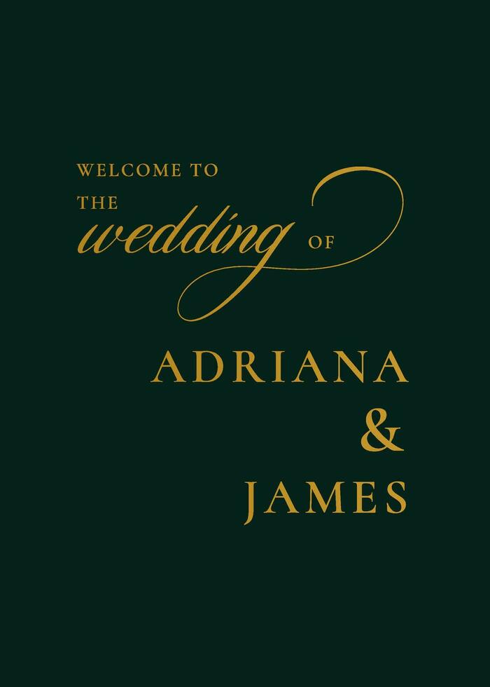 bröllop Skyltning guld text och grön bakgrund vektor