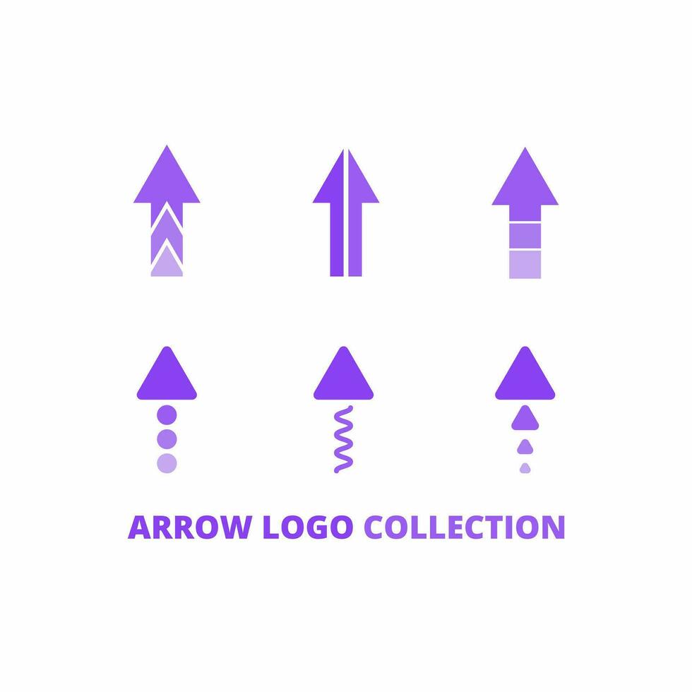 uppsättning av lila Färg pil logotyp samling med siffra sex. vektor