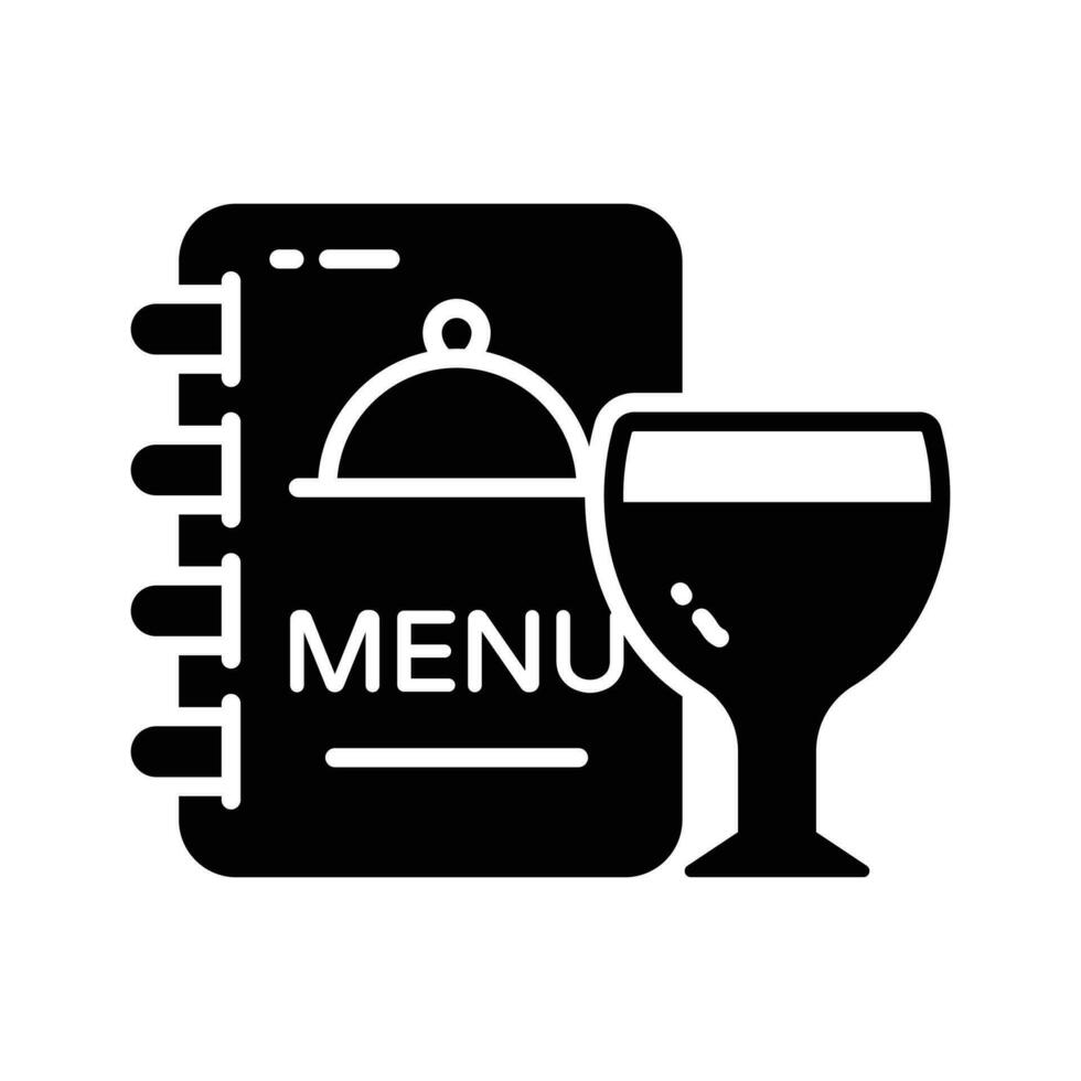 Speisekarte Karte mit ein Glas von trinken zeigen Konzept Symbol von Hotel Speisekarte Karte im modisch Stil vektor