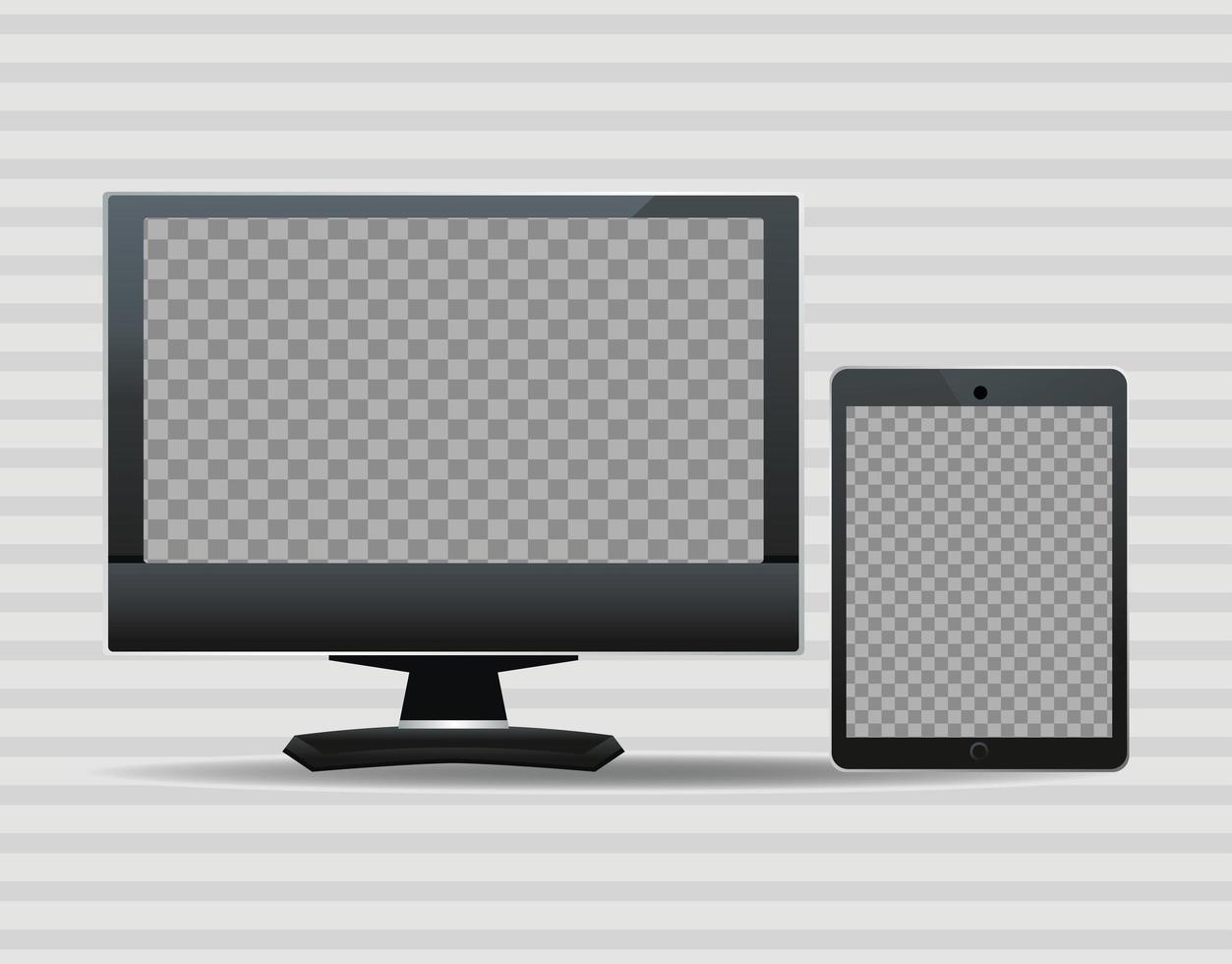 Tablet- und Desktop-Technologiesymbole für digitale Geräte vektor