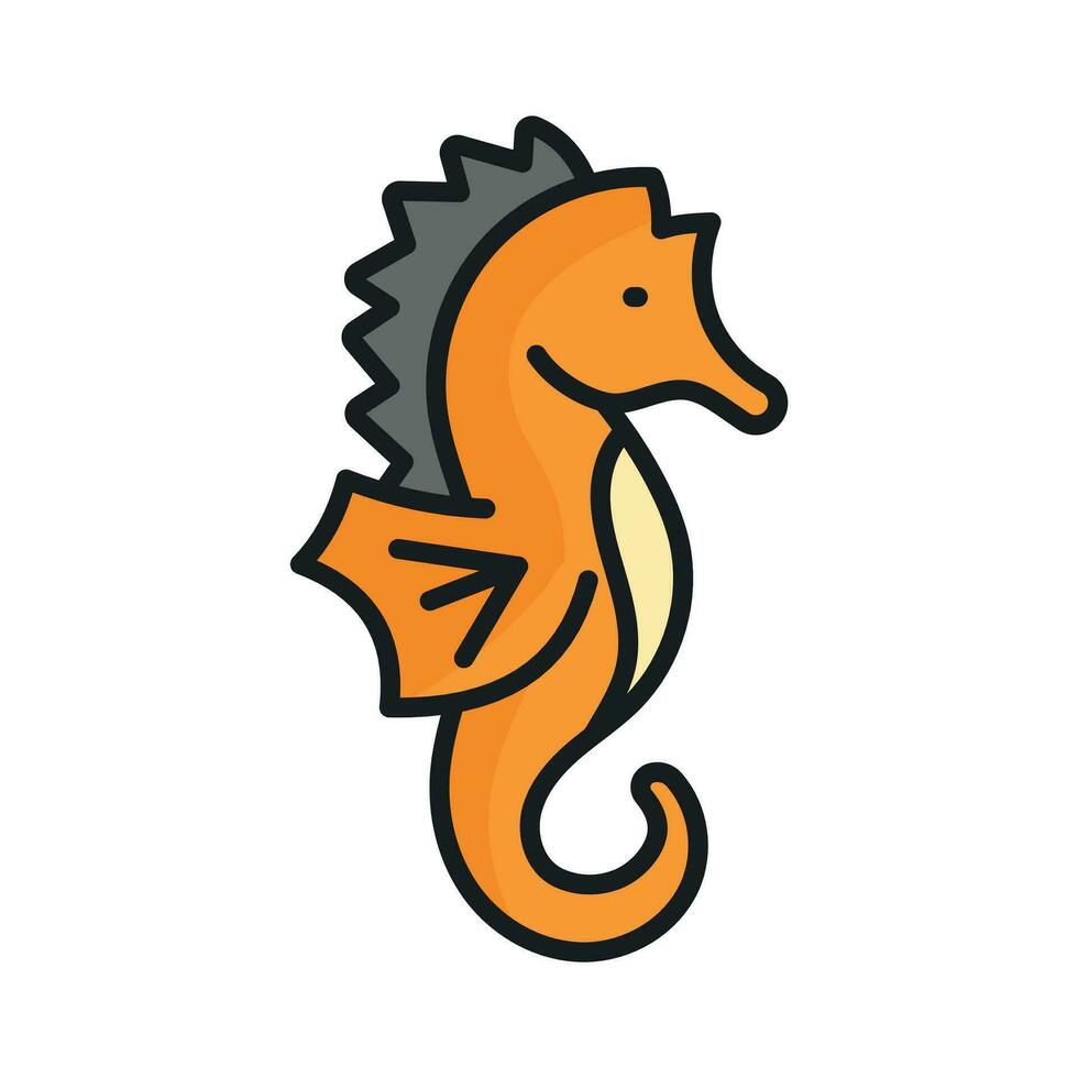 anpassbar Vektor von Seepferdchen im modisch Stil, Hippocampus Marine Fisch Symbol