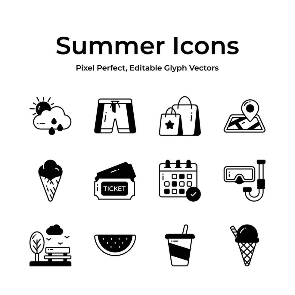 skaffa sig håll på detta försiktigt tillverkad sommar ikoner uppsättning, redo till använda sig av premie vektorer