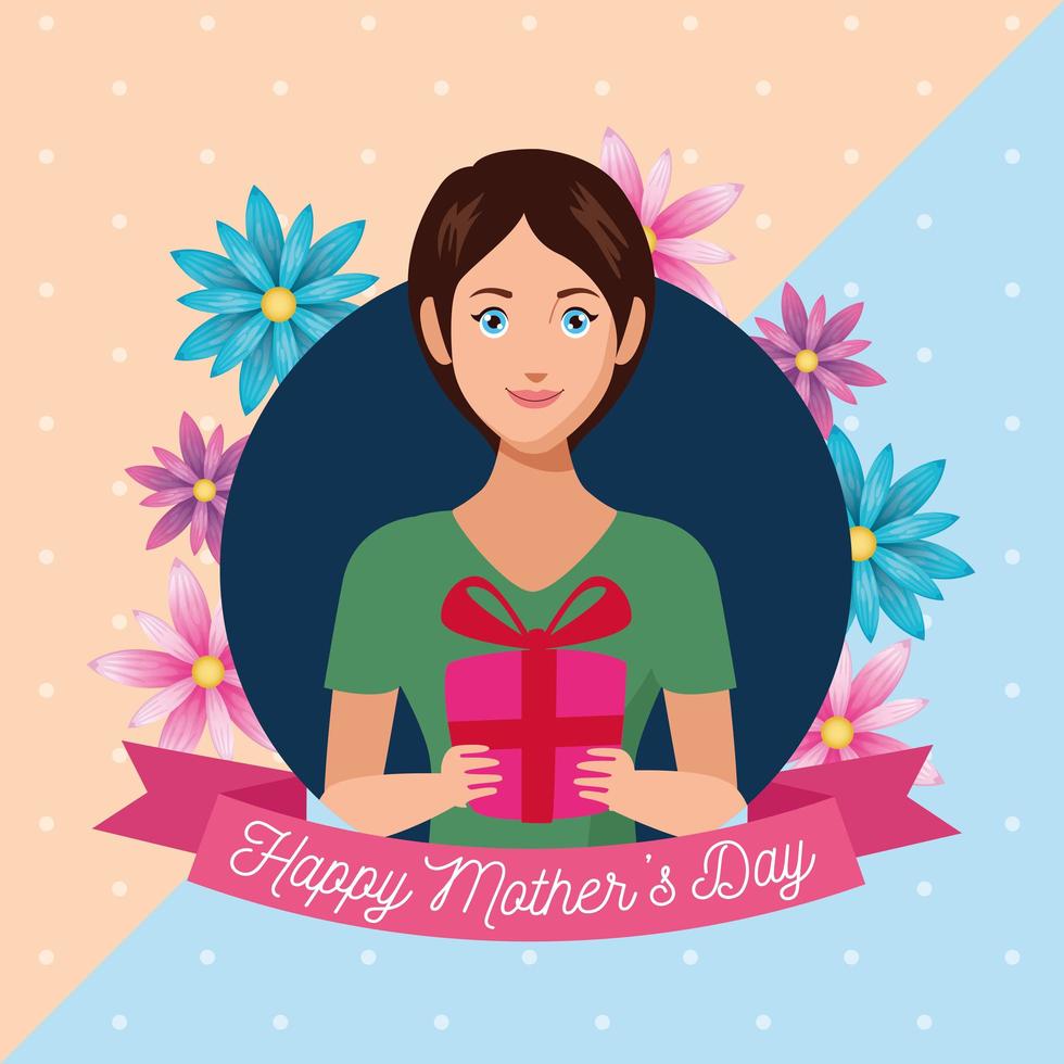 Happy Mothers Day Charakter mit Geschenkbox vektor