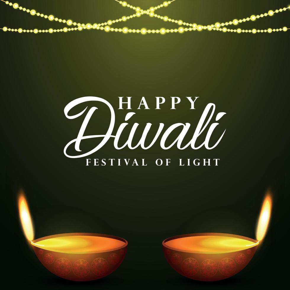 glad diwali indisk festival firande gratulationskort vektor