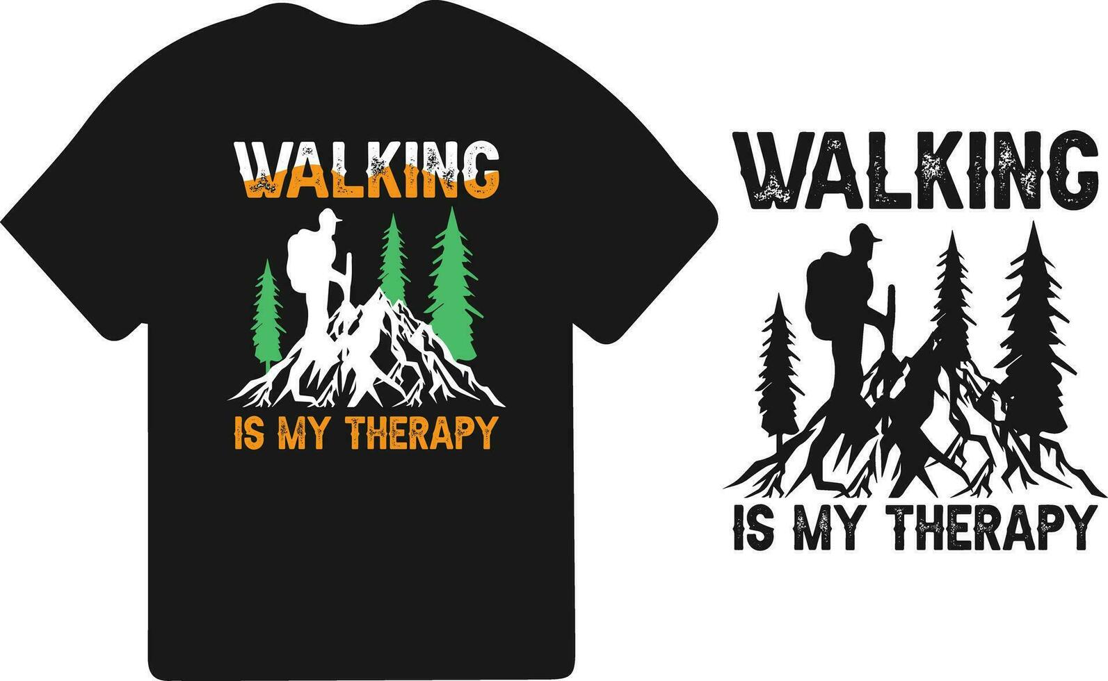 Wandern T-Shirt Design. wild, Berg, Wanderer, und Abenteuer Silhouetten Vektor Illustration.