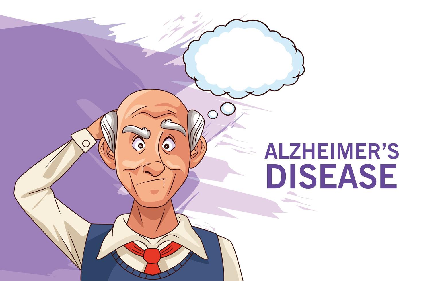 gammal man patient av Alzheimers sjukdom med pratbubblan vektor