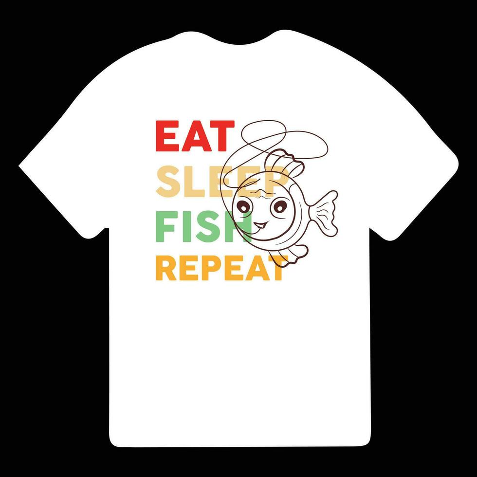 äta sömn fisk upprepa typografi fiske t-shirt design. fiske kläder typografi t-shirt design. vektor