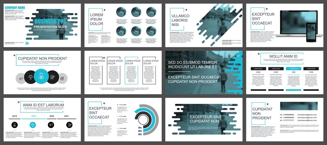 Blå och svart företagspresentation glider mallar från infografiska element. vektor