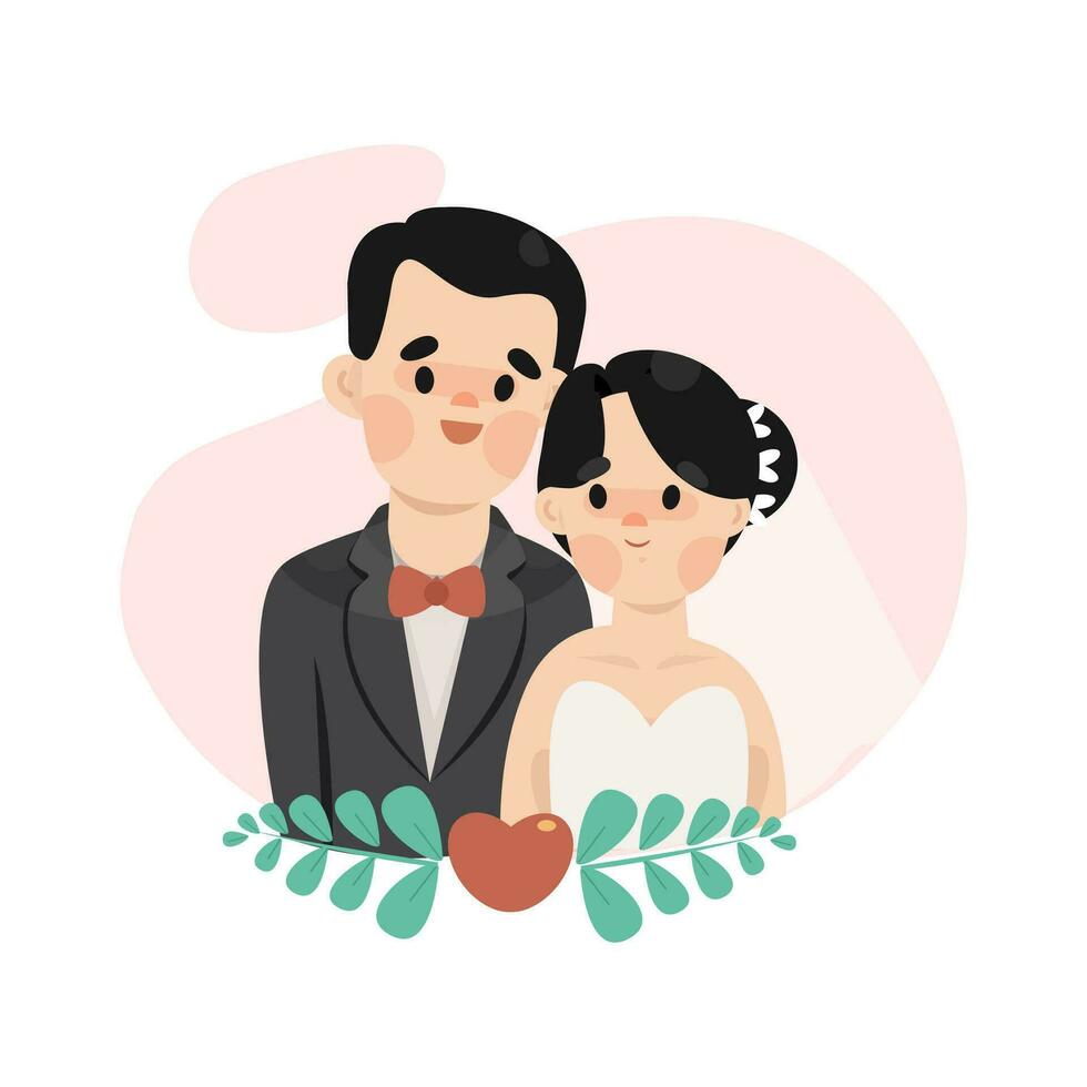 ein Paar von Liebhaber Hochzeit Karikatur vektor