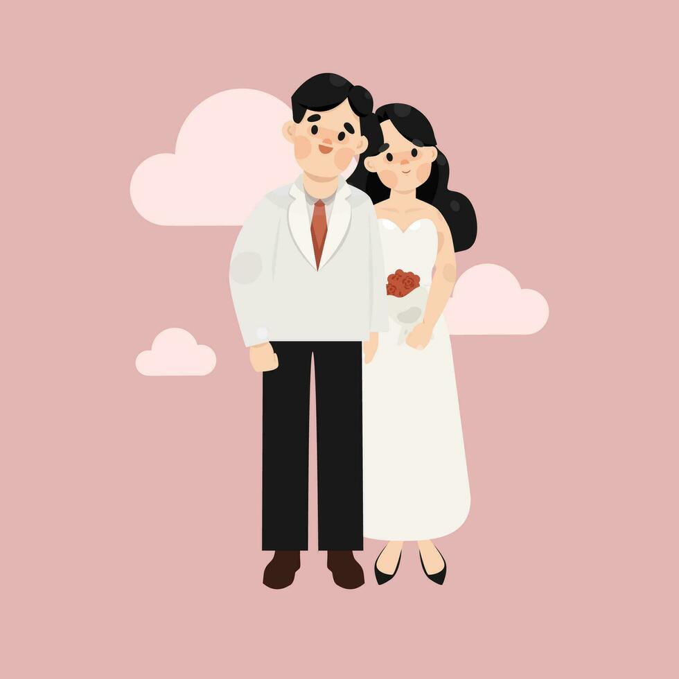 ein Paar von Liebhaber Hochzeit Karikatur vektor
