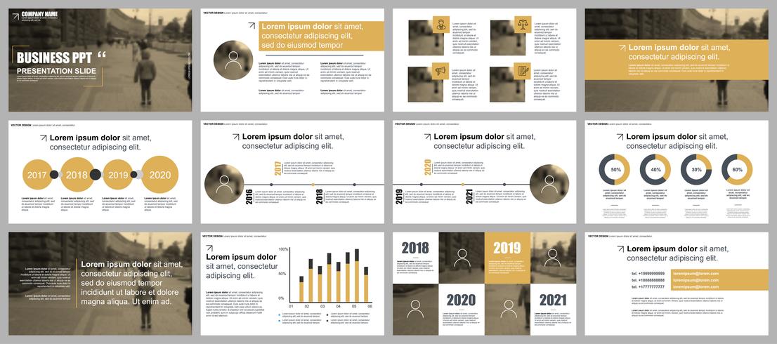 Gold-Business-Präsentation Folien Vorlagen von Infografik-Elementen. vektor