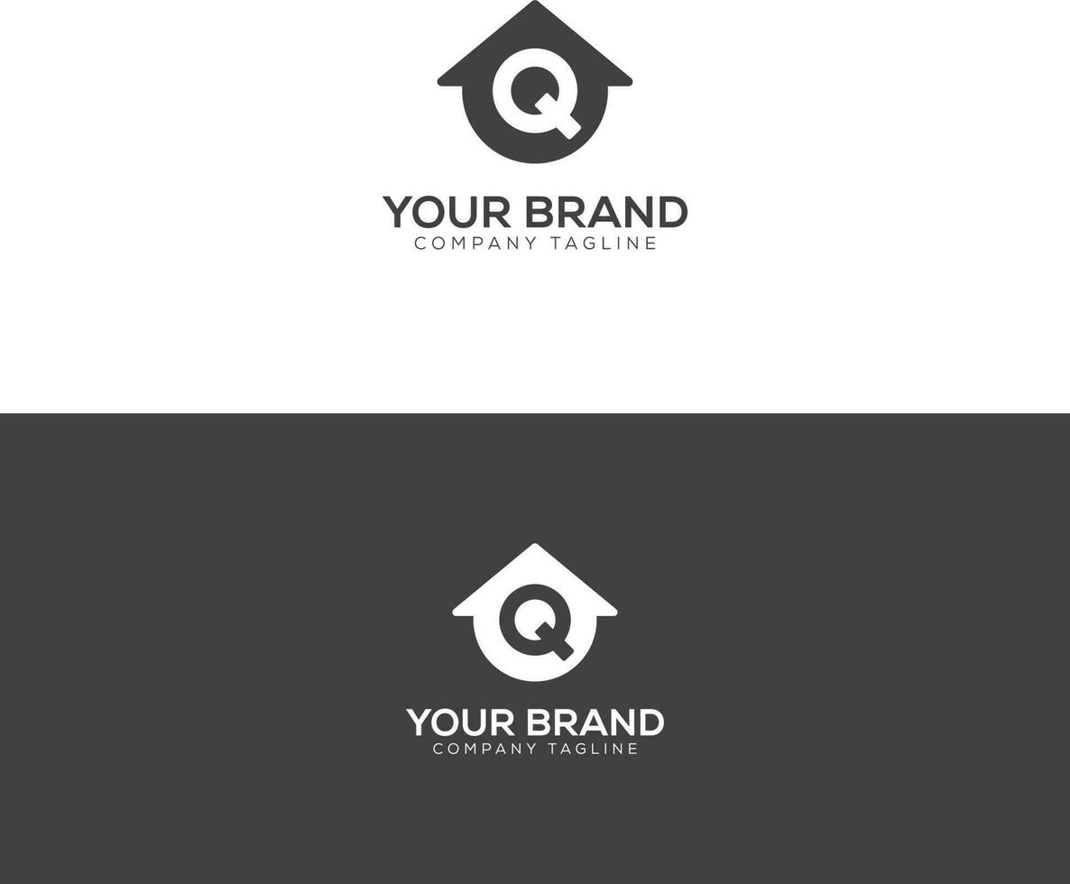 q hus logotyp design vektor