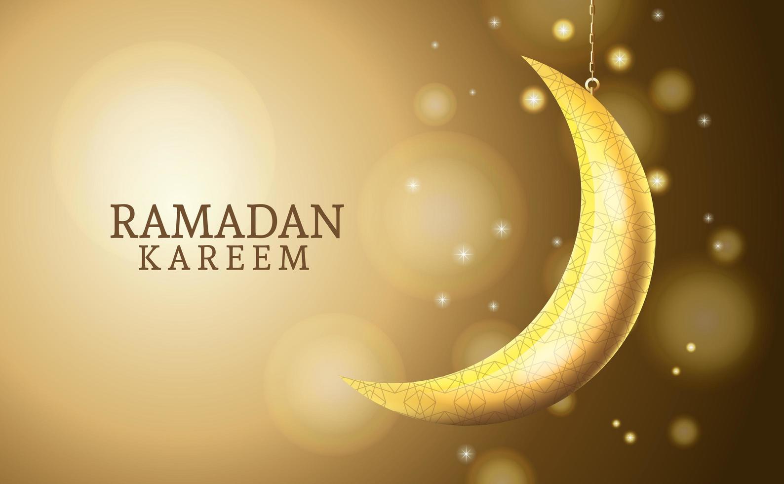 Ramadan Kareem Feier mit goldenem Mond vektor