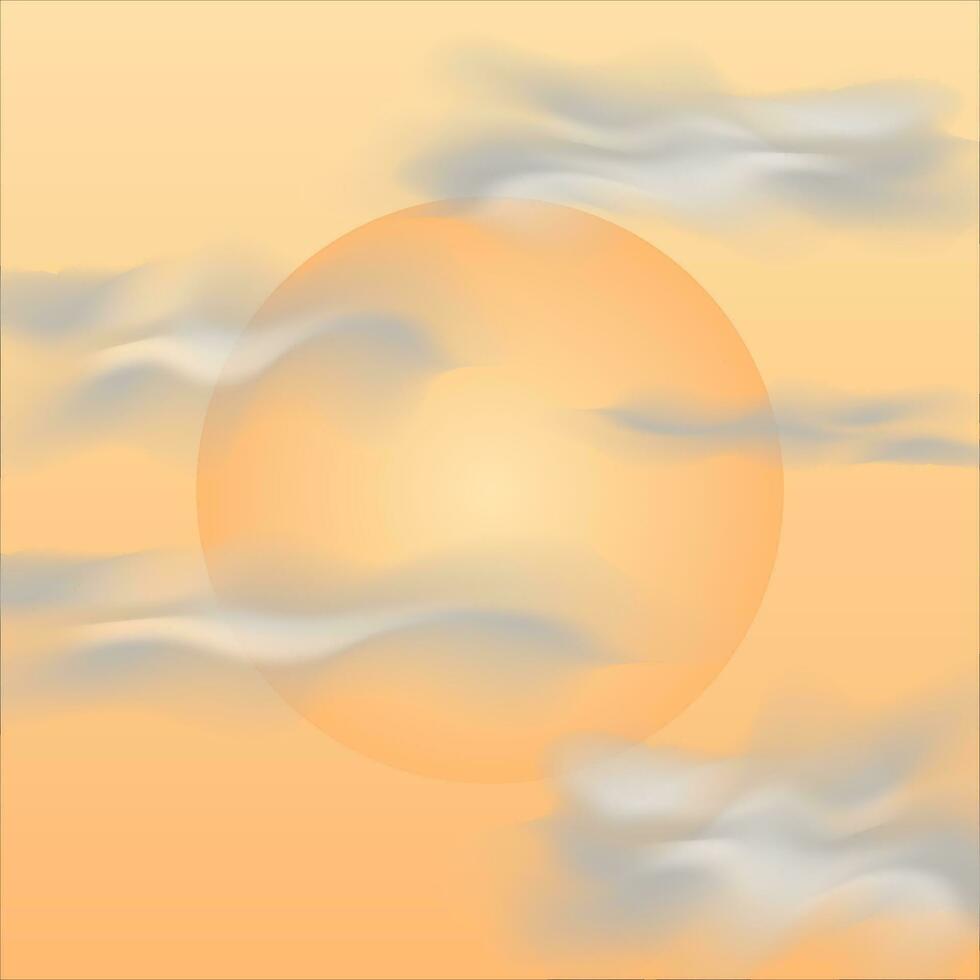 Sonne und Wolken auf Orange Hintergrund. Vektor Illustration. eps 10.