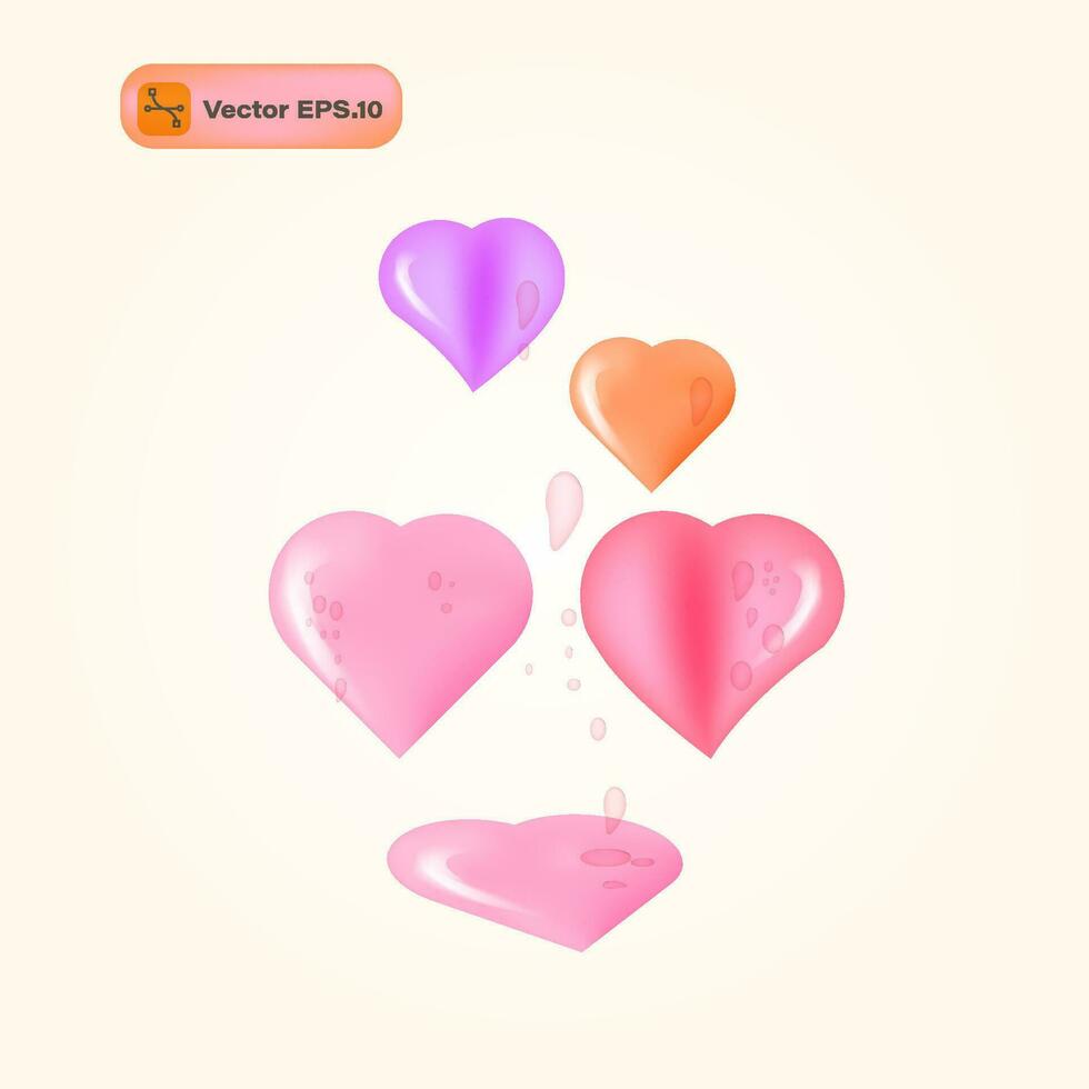 uppsättning av rosa och orange hjärtan. vektor illustration för din design.