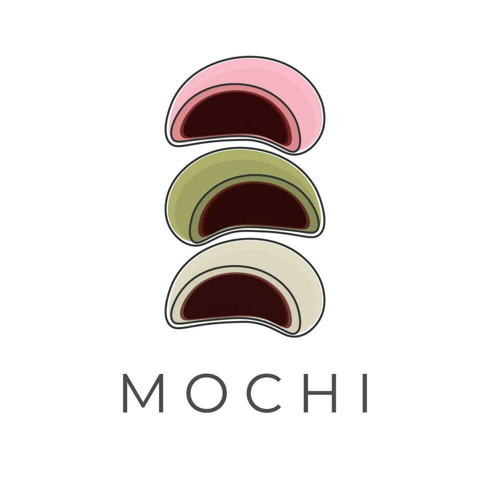 japansk mochi linje konst illustration logotyp vektor