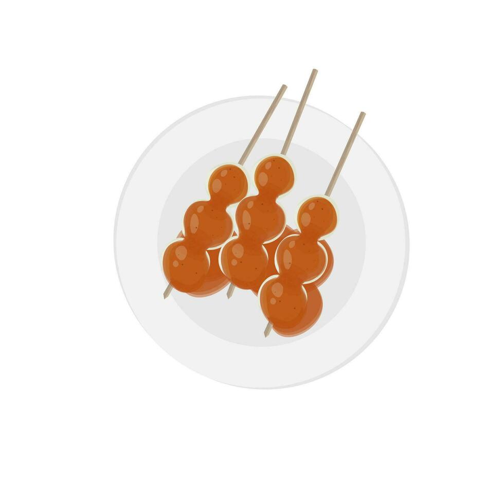 japanisch Dango Illustration Logo auf ein Weiß Teller vektor