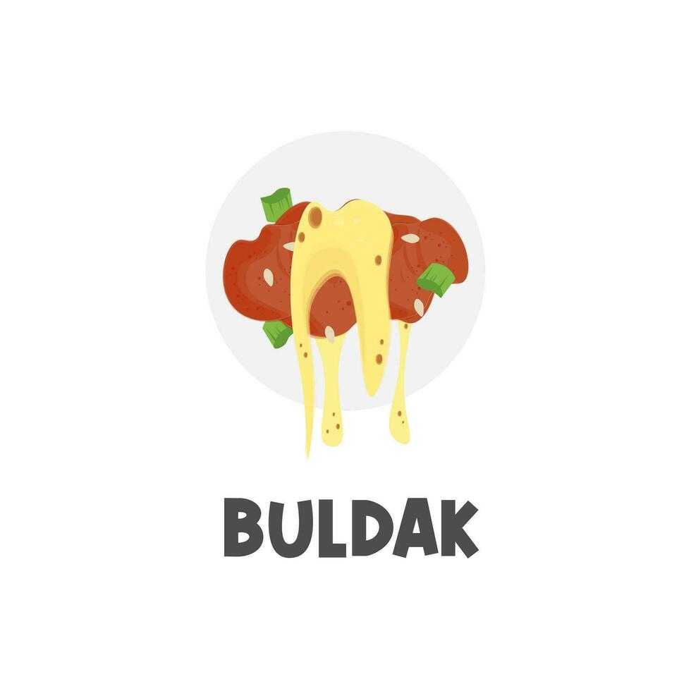 utsökt ost buldak koreanska mat illustration logotyp vektor