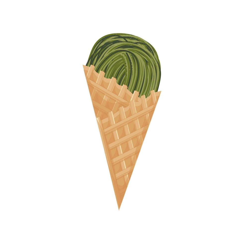 Matcha Geschmack mont blanc Eis Sahne Dessert Illustration Logo vektor
