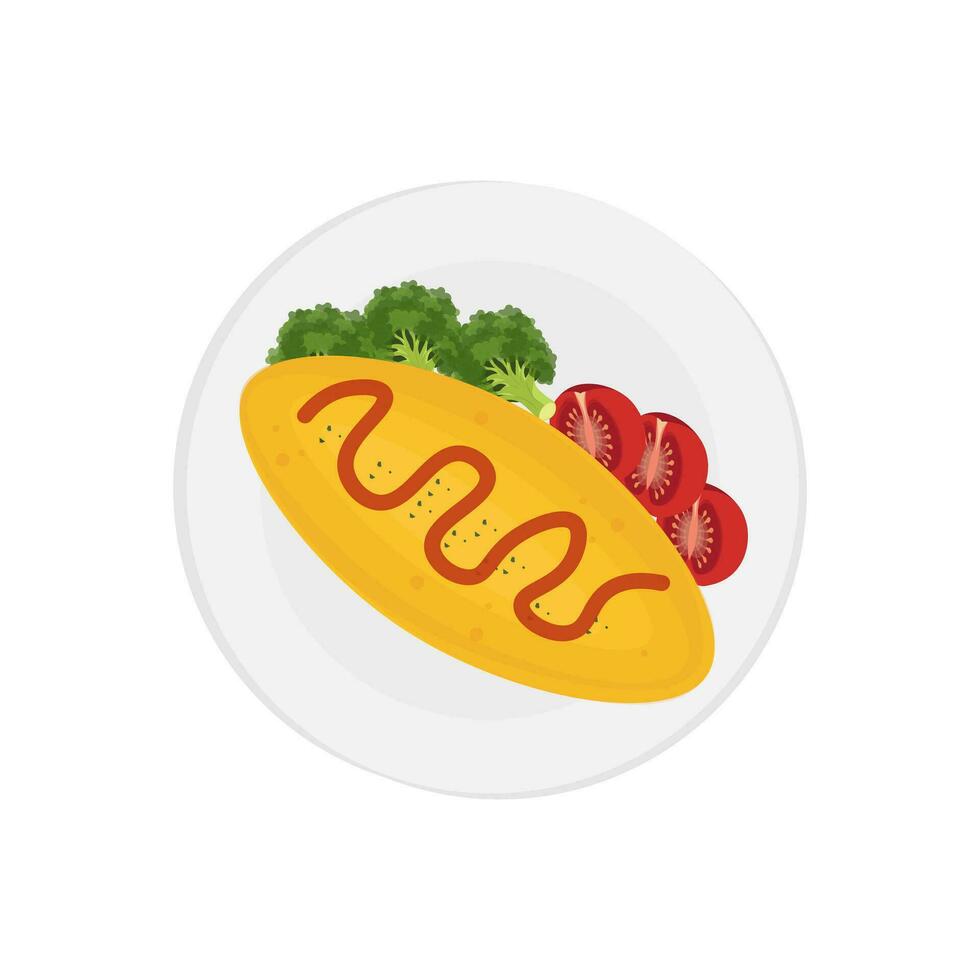 Illustration Logo von köstlich omurice auf ein Teller vektor