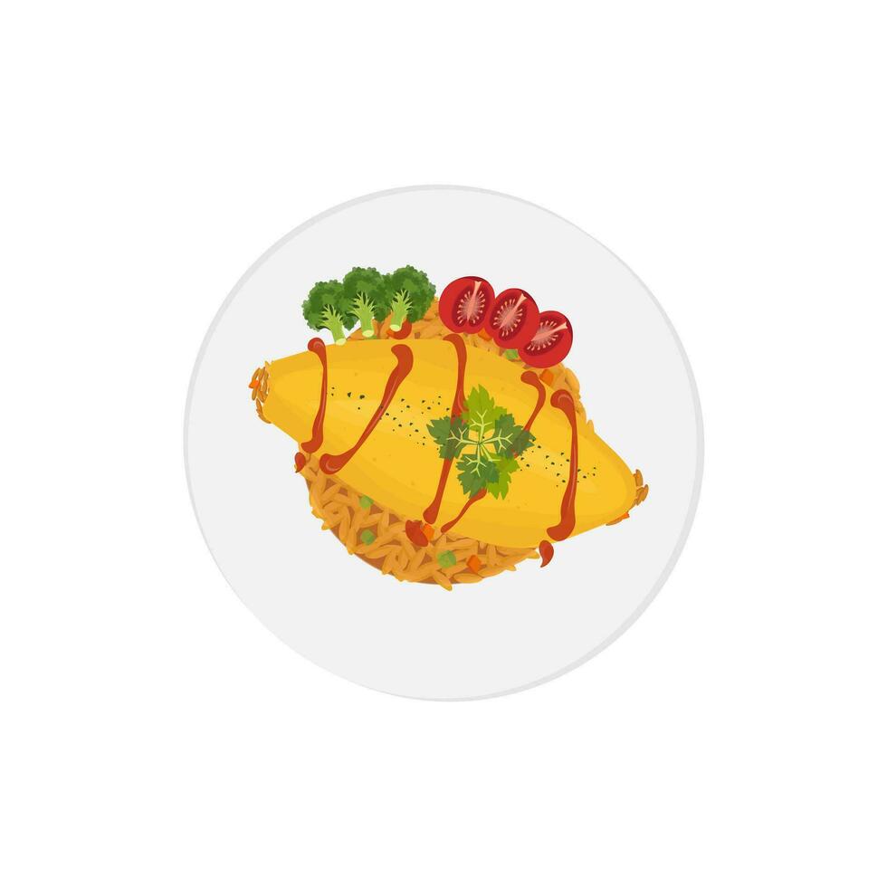 Omelett mit gebraten Reis oder omurice Illustration Logo vektor