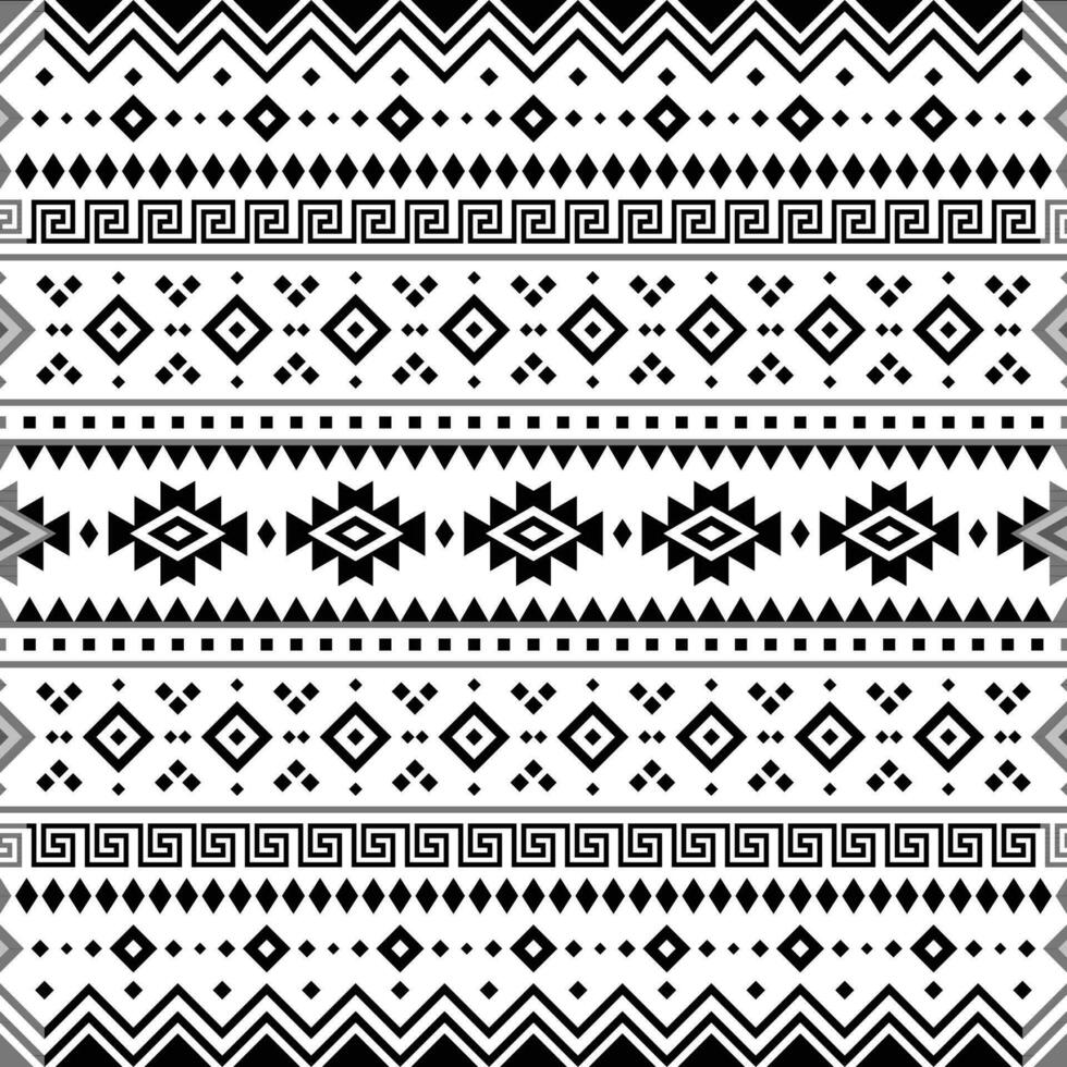 aztec stam- geometrisk vektor bakgrund i svart och vit. sömlös rand mönster. traditionell prydnad etnisk stil. design för textil, tyg, Kläder, ridå, matta, prydnad, omslag.