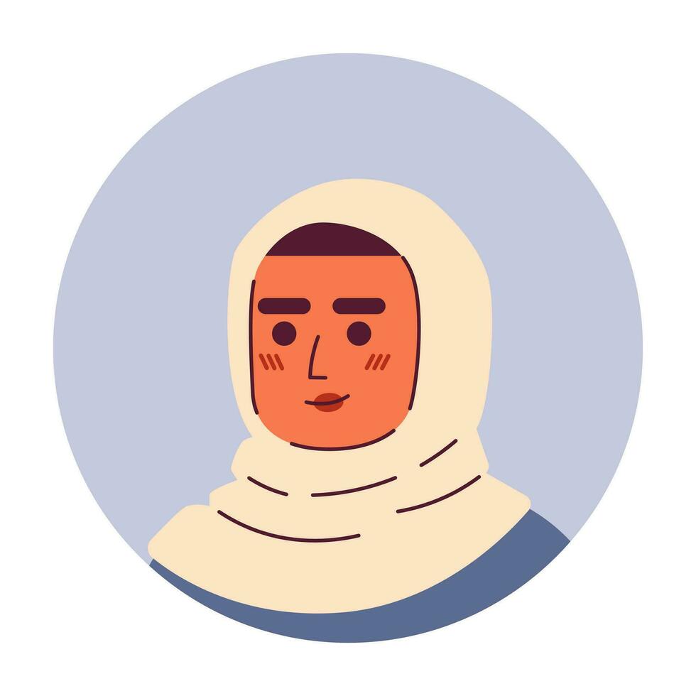 positiv arabisch Frau im Hijab halb eben Vektor Charakter Kopf. editierbar Karikatur Benutzerbild Symbol. Gesicht Emotion. bunt Stelle Illustration zum Netz Grafik Design, Animation