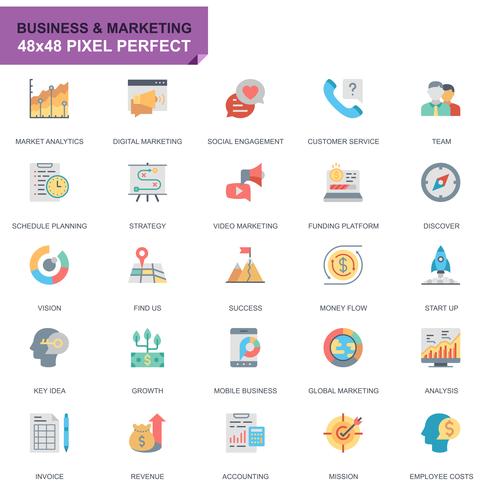 Simple Set Business och marknadsföring platt ikoner för webbplats och mobilappar vektor