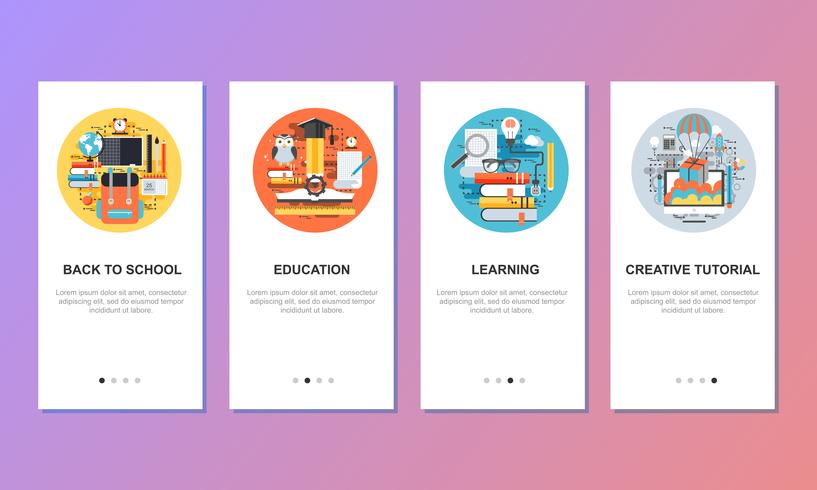 Onboarding skärmar för mobil app mallar koncept vektor