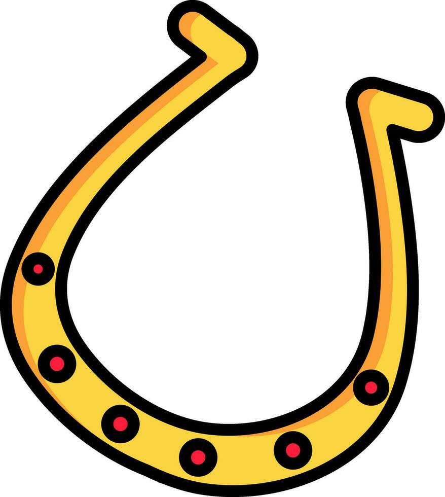 gul hästsko ikon i svart linje konst. vektor