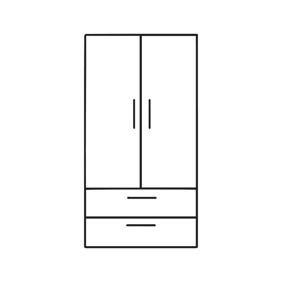 garderob ikon. stor skåp. svart kontur linjär silhuett. främre se. redigerbar slag. vektor enkel platt grafisk illustration. isolerat objekt på en vit bakgrund. vektor