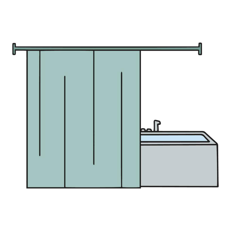 söt hand dragen vatten bad. kran, dusch, bad ridå. klotter vektor illustration för Hem interiör. isolerat på vit bakgrund. . vektor illustration