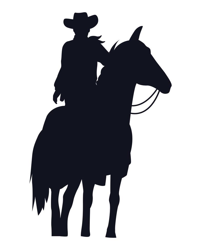 Cowboyfigur Silhouette im Pferd vektor