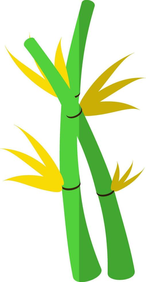 Grün Bambus Symbol mit Gelb Blatt im Hälfte Schatten. vektor