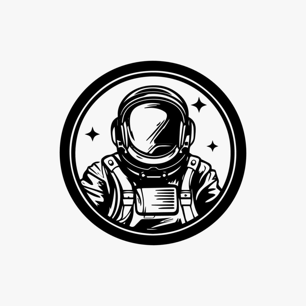 astronaut logotyp design hand dragen illustration vektor