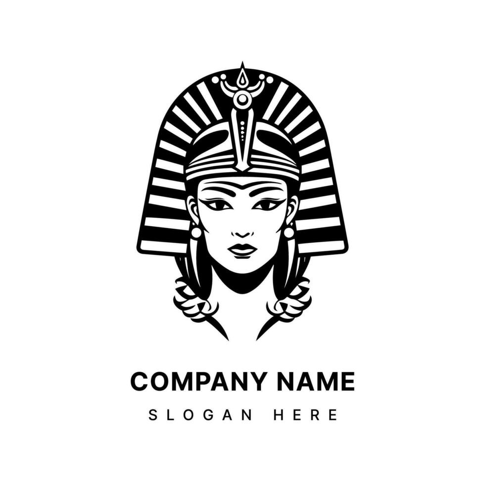 Kleopatra Hand gezeichnet Logo Design Illustration vektor