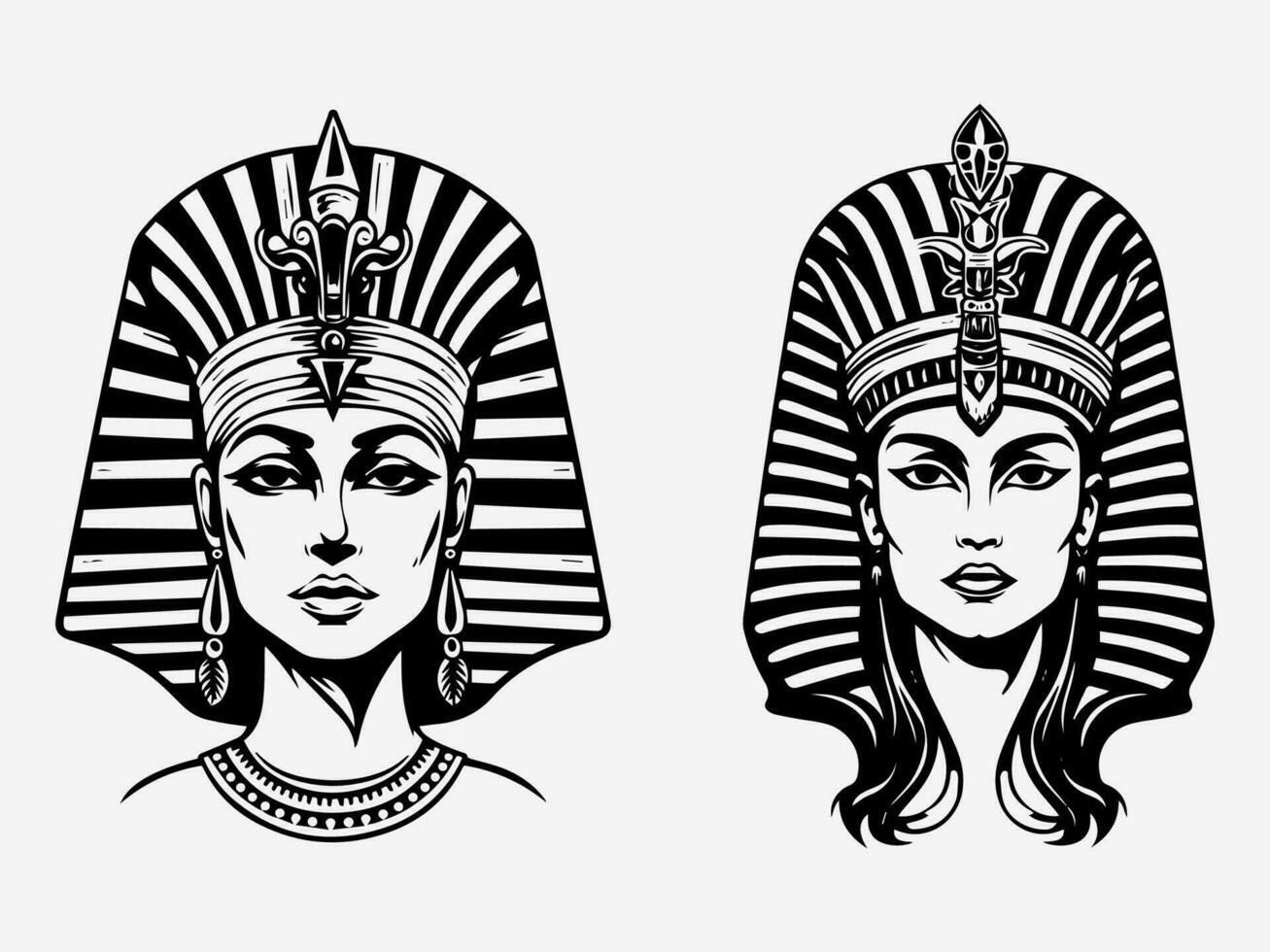 en fantastisk hand dragen illustration av cleopatra i en logotyp design den där fångar henne legendary charm och raffinemang. perfekt för underhållning, Smycken, och kulturell organisationer. vektor