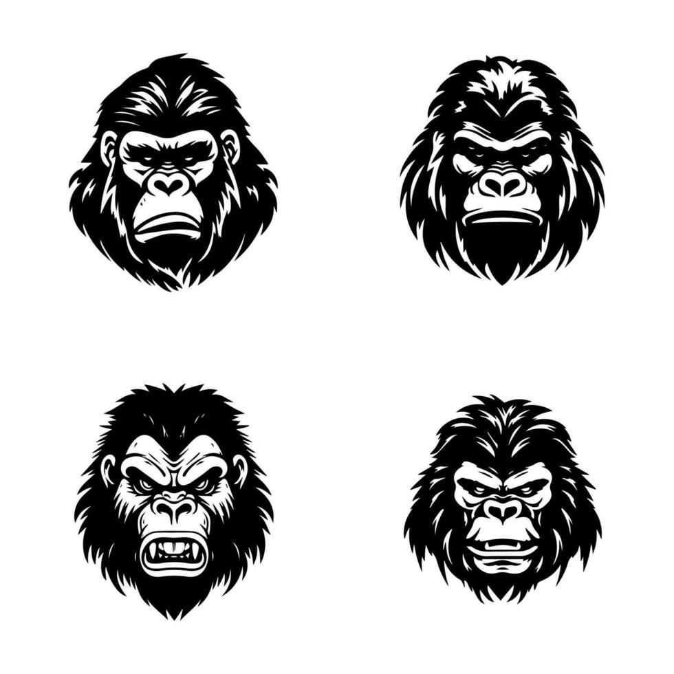 gorilla hand dragen logotyp design illustration vektor