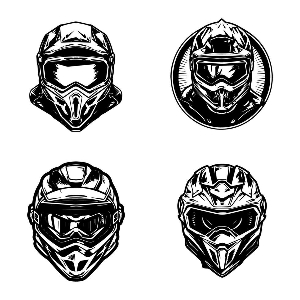 Moto-Cross Helm Biker Logo Design Illustration vektor