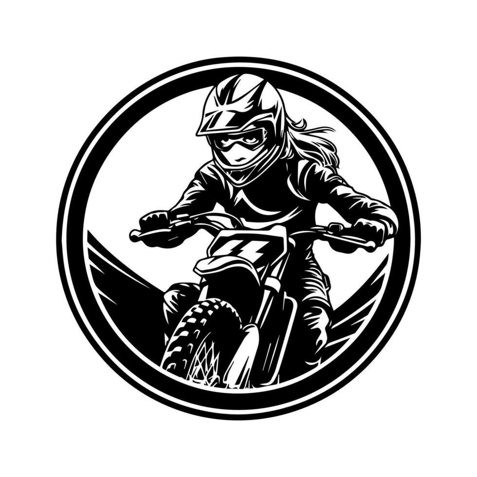 Moto-Cross Mädchen Biker Logo Design Illustration vektor