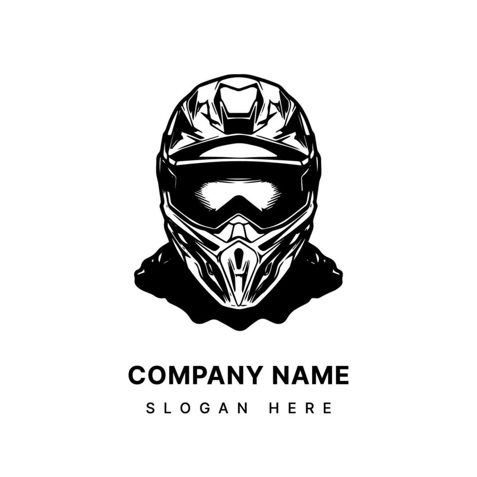 Moto-Cross Helm Biker Logo Design Illustration vektor